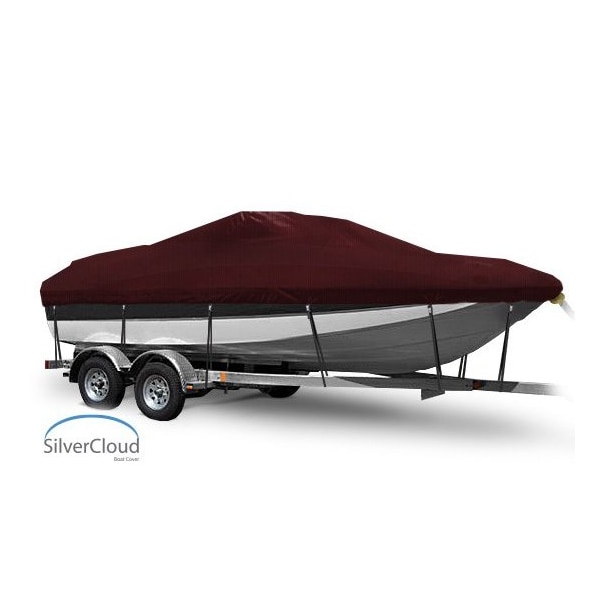 Eevelle Boat Cover DECK BOAT Walk Thru Windshield, Outboard Fits 20ft 6in L up to 102in W Burgundy SCDKWT20102B-BRG - main